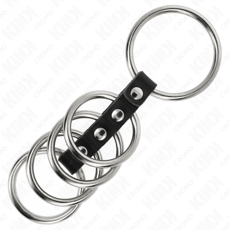 KINK - 5 PENIS RINGEN 3,7 CM TOT 5 CM METAAL VERBONDEN DOOR LEER