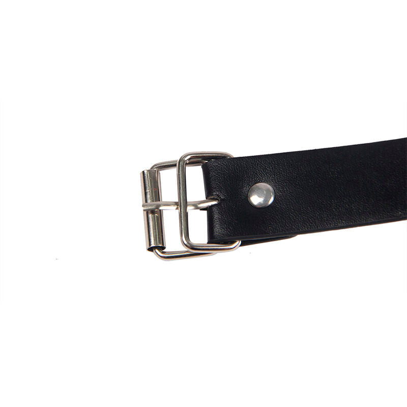 SUBBLIME - 953720 Zwarte leren bondage-borstklemmen met riem, één maat