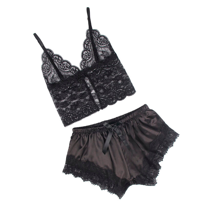 SUBBLIME - 953935 SEXY SATIJNEN EN ZWARTE KANT PYJAMA S/M