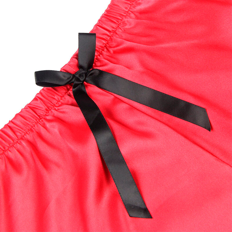 SUBBLIME - 953959 SEXY SATIJNEN EN KANT ZWART/RODE PYJAMA S/M