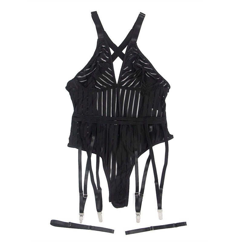 SUBBLIME - 954154 BODYSUIT MET JARRETELLENBAND ZWART L/XL