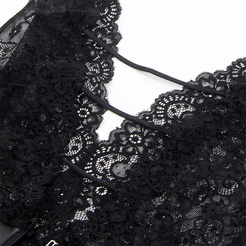 SUBBLIME - 954390 SEXY BODYSUIT MET KOUSENBANDEN ZWART L/XL