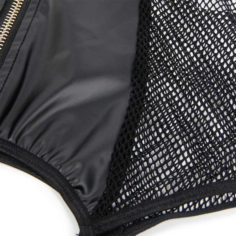 SUBBLIME - 954451 SEXY ZWARTE LEDEREN MESH JURK L/XL