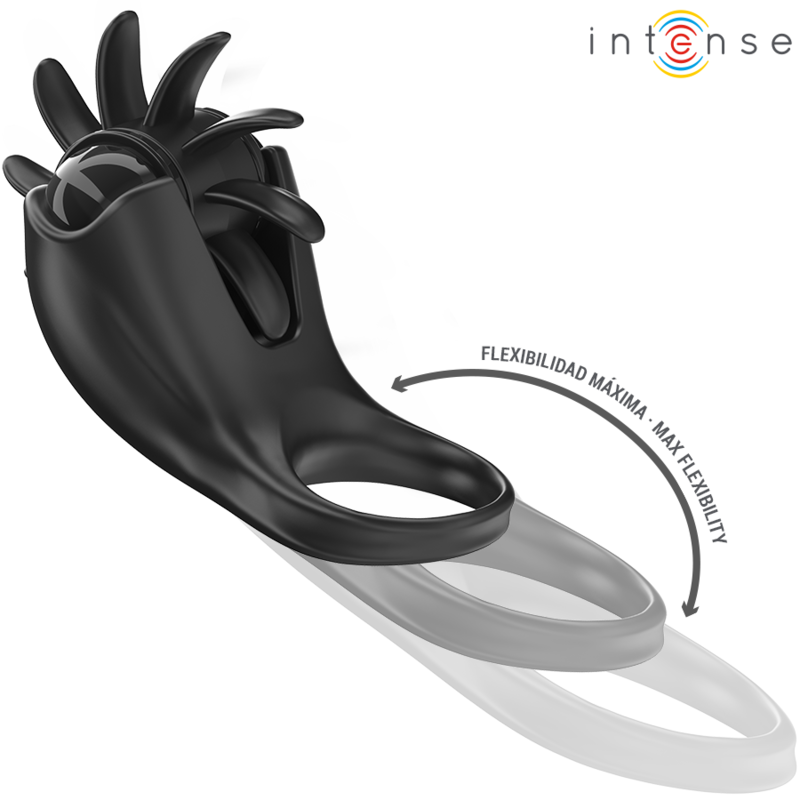 INTENSE - MABEL VIBRERENDE RING 10 VIBRATIES MET CLITORALE STIMULATOR ZWART