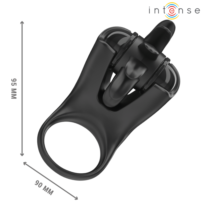 INTENSE - MABEL VIBRERENDE RING 10 VIBRATIES MET CLITORALE STIMULATOR ZWART