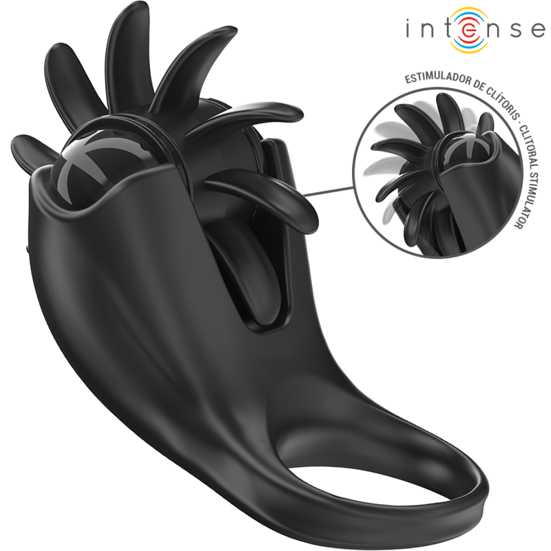 INTENSE - MABEL VIBRERENDE RING 10 VIBRATIES MET CLITORALE STIMULATOR ZWART