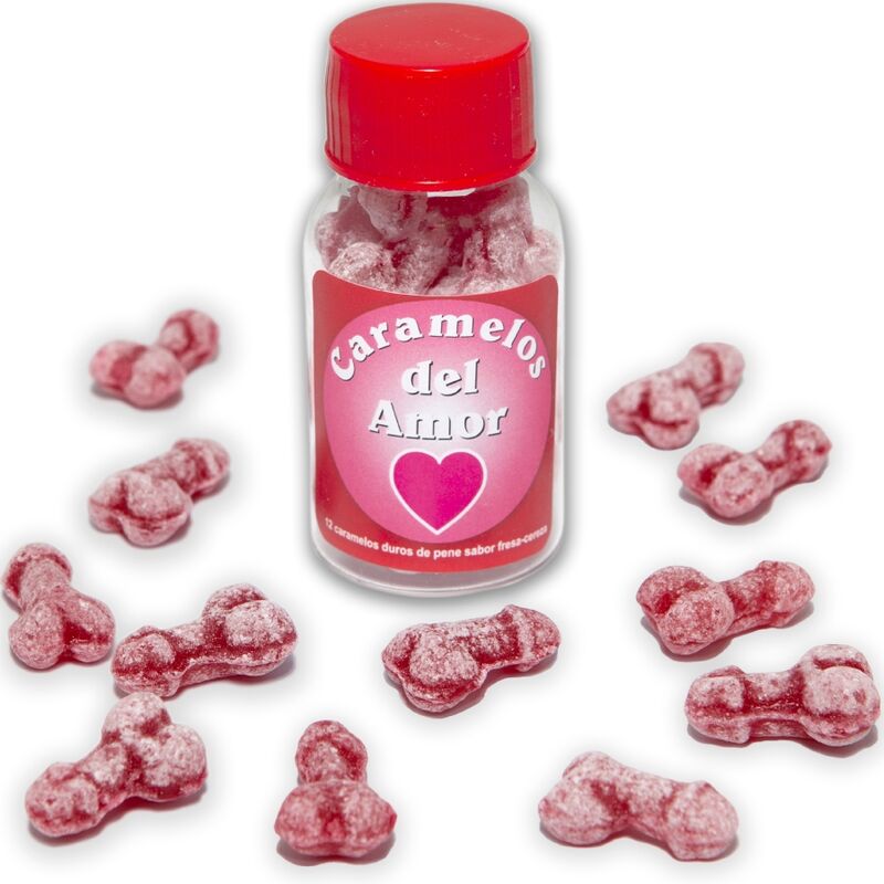 Spicy Devil - 12 liefdessnoepjes in de vorm van een aardbei/kersenpenis