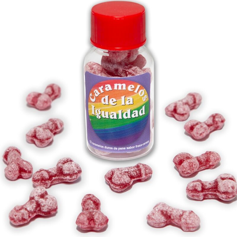 Spicy Devil - 12 gelijke snoepjes, penisvormig, aardbei/kers