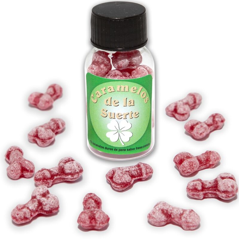 Spicy Devil - 12 gelukssnoepjes in de vorm van een aardbei/kersenpenis