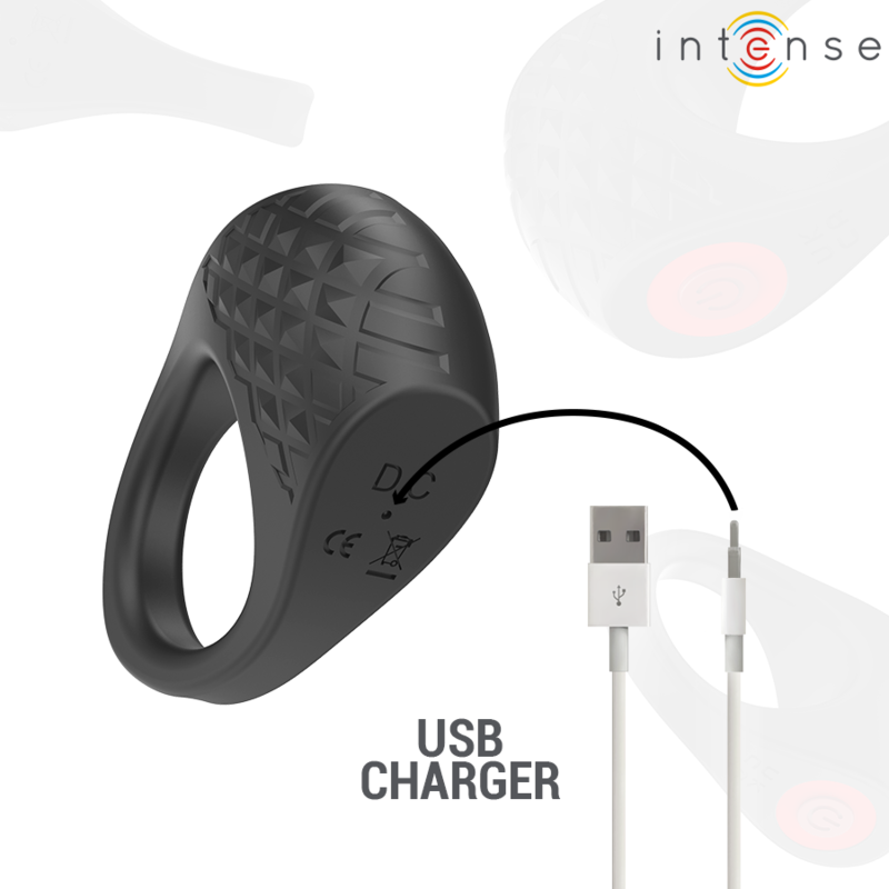 INTENSE - KLOVER VIBRERENDE PENISRING 10 VIBRATIES ZWART