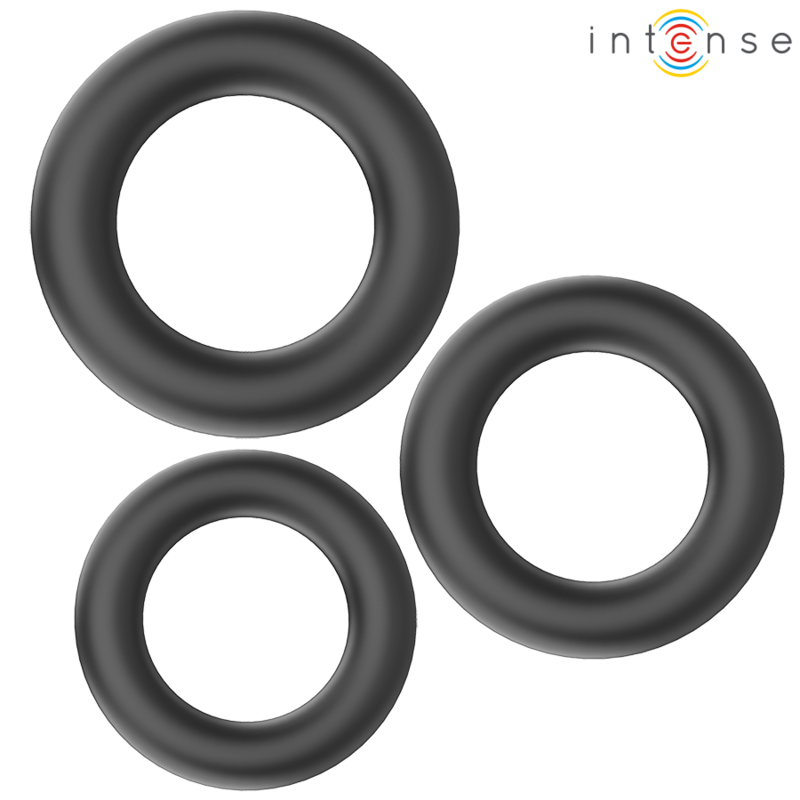 INTENSE - HUGH 3 BASIS PENIS RINGEN SILICONEN ZWART