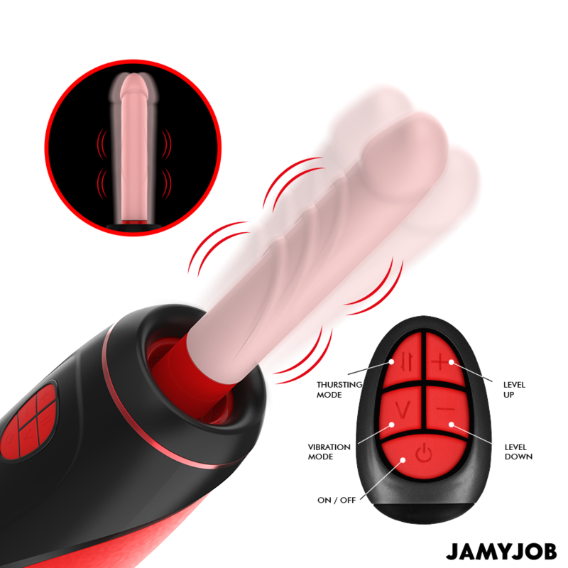 JAMYJOB - PYSTON BASE AUTOMATISCHE MASTURBATOR MET AFSTANDSBEDIENING DILDO