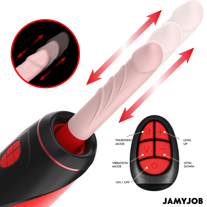 JAMYJOB - PYSTON BASE AUTOMATISCHE MASTURBATOR MET AFSTANDSBEDIENING DILDO