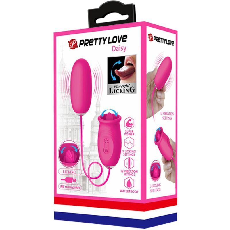PRETTY LOVE - DAISY VIBREREND EI + ROZE CLITORALE STIMULERENDE TONG