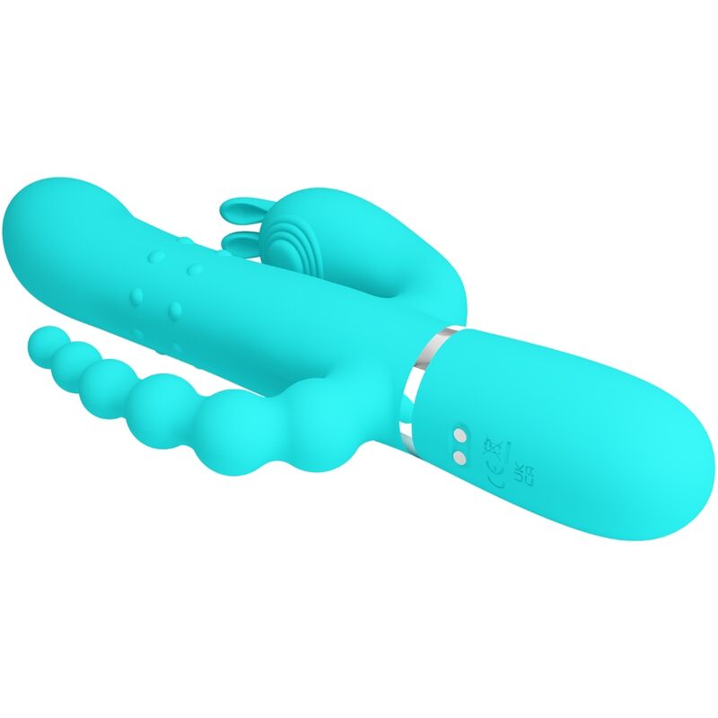 PRETTY LOVE - CAMMY TRIPLE RABBIT MULTIFUNCTIONELE VIBRATOR 4 IN 1 BLAUW