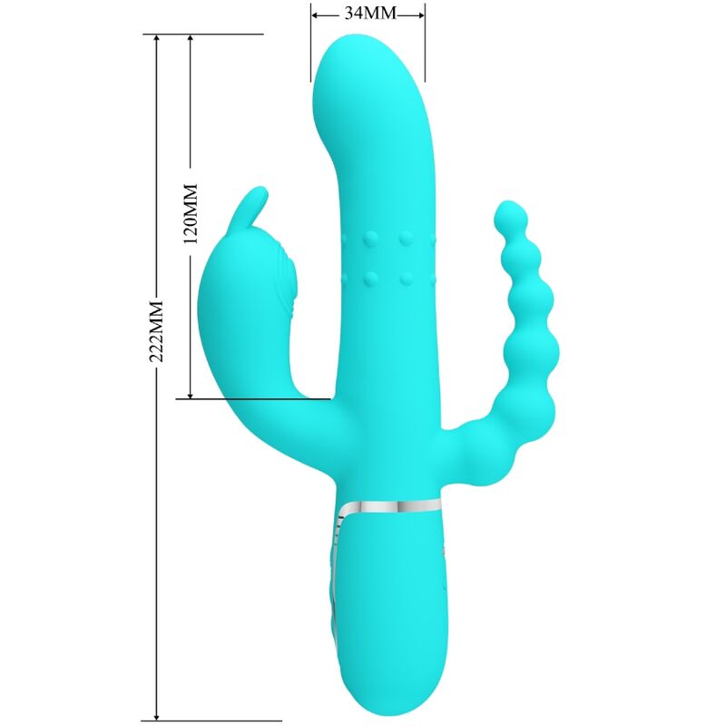 PRETTY LOVE - CAMMY TRIPLE RABBIT MULTIFUNCTIONELE VIBRATOR 4 IN 1 BLAUW