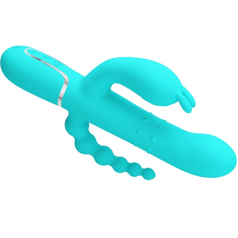PRETTY LOVE - CAMMY TRIPLE RABBIT MULTIFUNCTIONELE VIBRATOR 4 IN 1 BLAUW