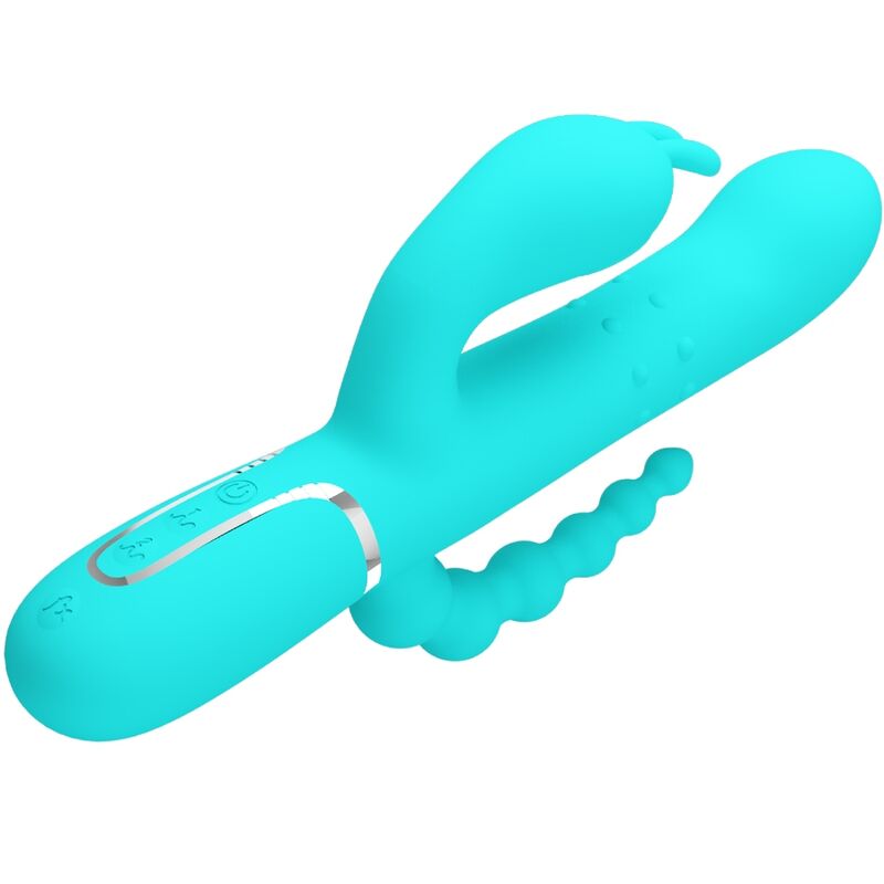 PRETTY LOVE - CAMMY TRIPLE RABBIT MULTIFUNCTIONELE VIBRATOR 4 IN 1 BLAUW