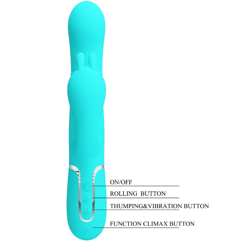 PRETTY LOVE - CAMMY TRIPLE RABBIT MULTIFUNCTIONELE VIBRATOR 4 IN 1 BLAUW