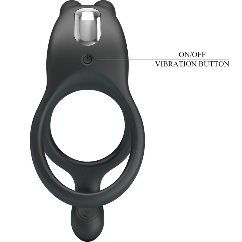 PRETTY LOVE - SETH DOUBLE RING VIBRERENDE KONIJN 7 VIBRATIES ZWART
