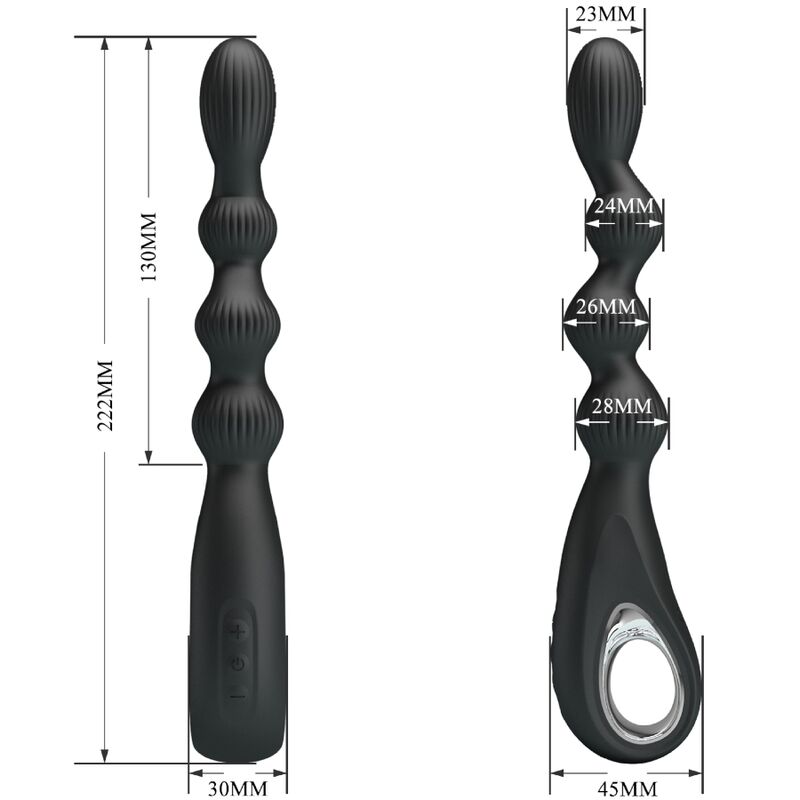 PRETTY LOVE - FEDERER ANAAL VIBRATOR 12 VIBRATIES ZWART