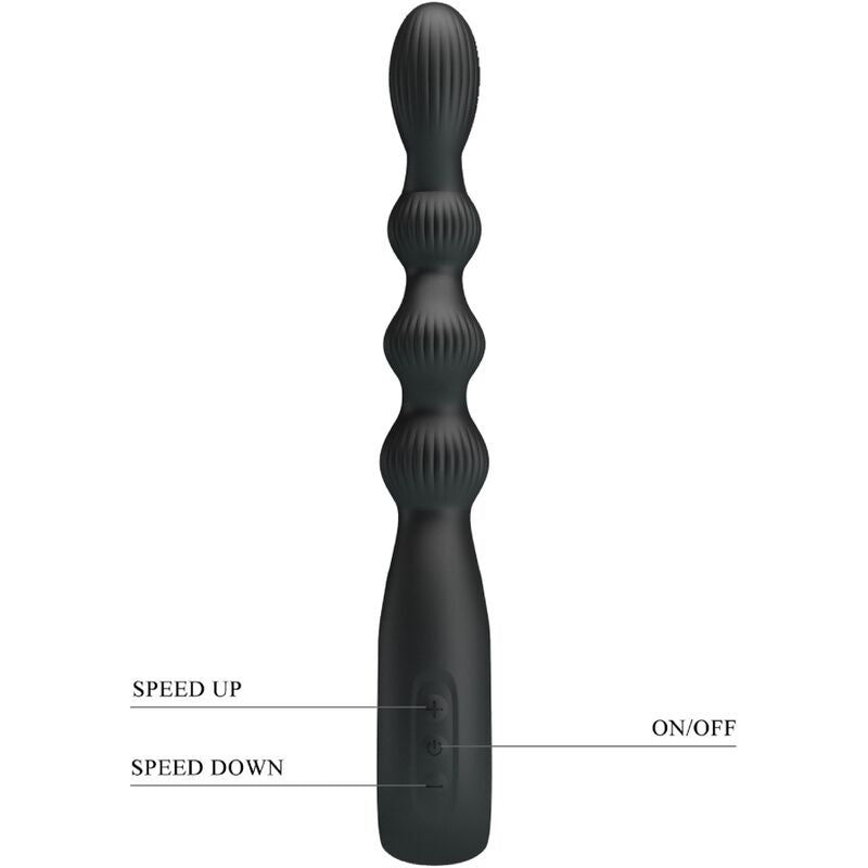 PRETTY LOVE - FEDERER ANAAL VIBRATOR 12 VIBRATIES ZWART