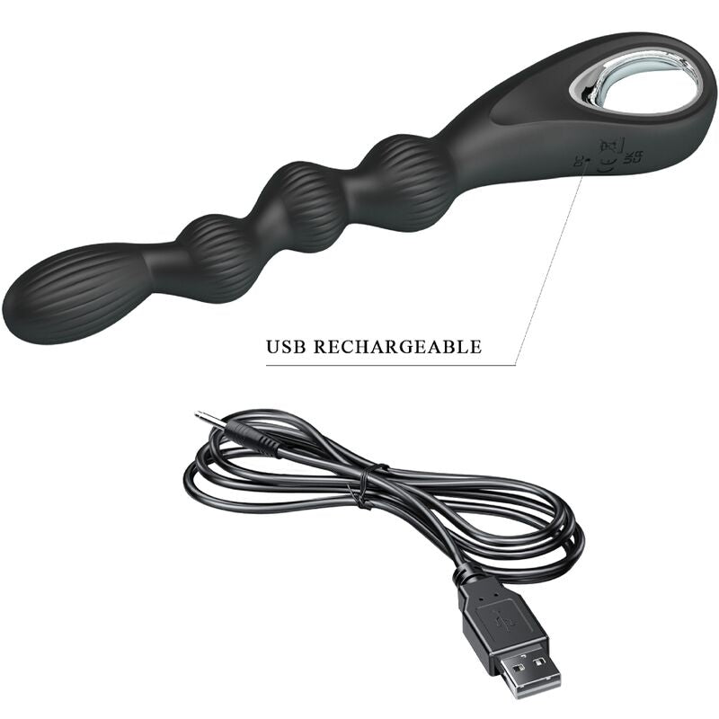 PRETTY LOVE - FEDERER ANAAL VIBRATOR 12 VIBRATIES ZWART