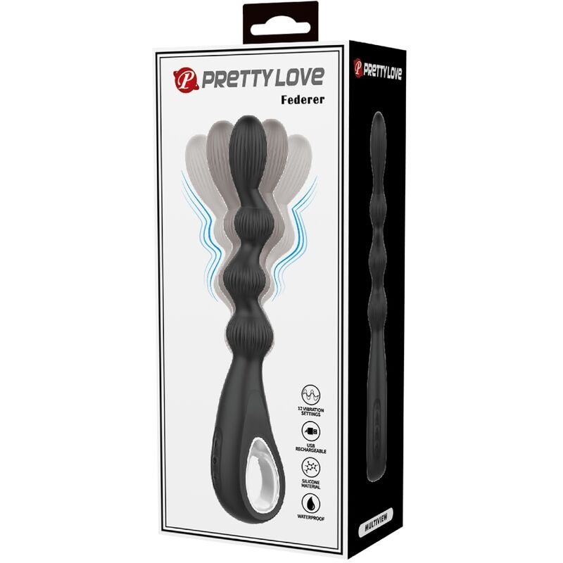 PRETTY LOVE - FEDERER ANAAL VIBRATOR 12 VIBRATIES ZWART