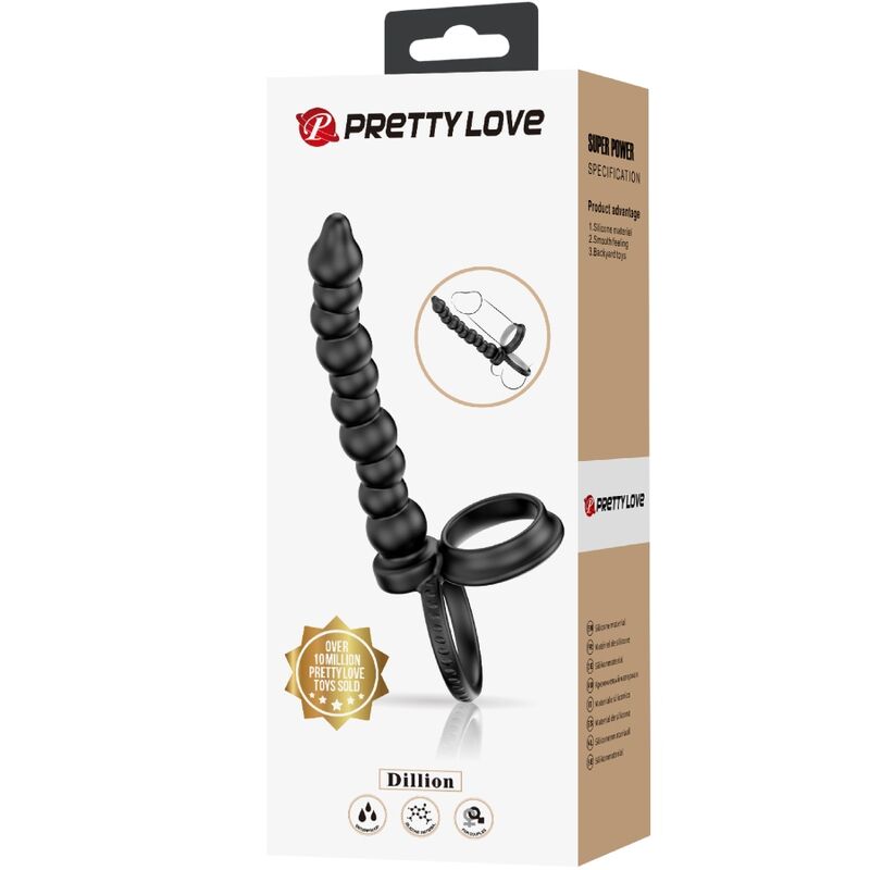 PRETTY LOVE - DILLION PENISRING VOOR VROUWEN, ZWARTE PENETRATIE