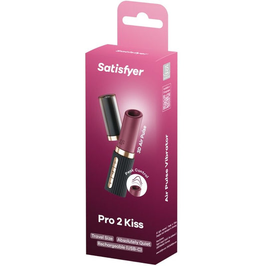 SATISFYER - PRO 2 KISS CLITORALE STIMULATOR MET GOLVEN, GARNET/ZWART