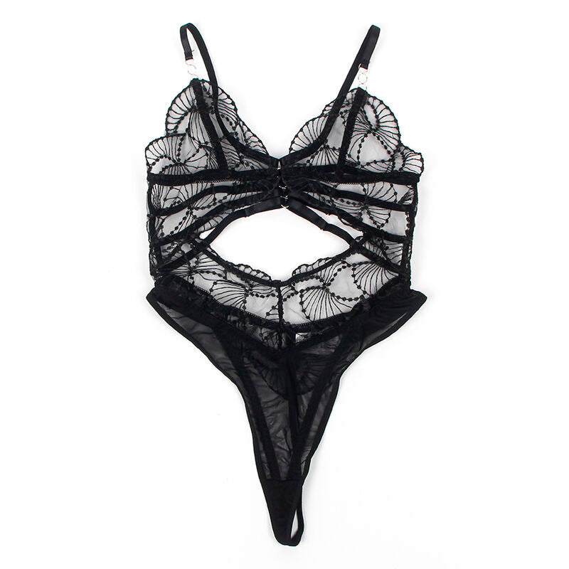 SUBBLIME - 955229 TRANSPARANTE BODY MET ZWARTE HOLLE KANT L/XL