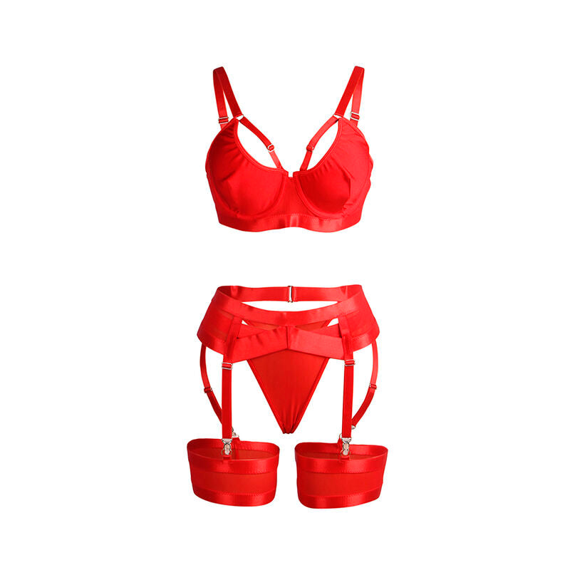 SUBBLIME - 955267 RODE BONDAGE BH EN KOUSENBANDENSET L/XL