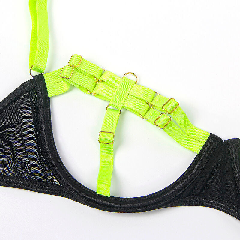SUBBLIME - 955281 BH-SET MET KRAAG- EN BEENDETAILS FLUORESCEREND GROEN L/XL