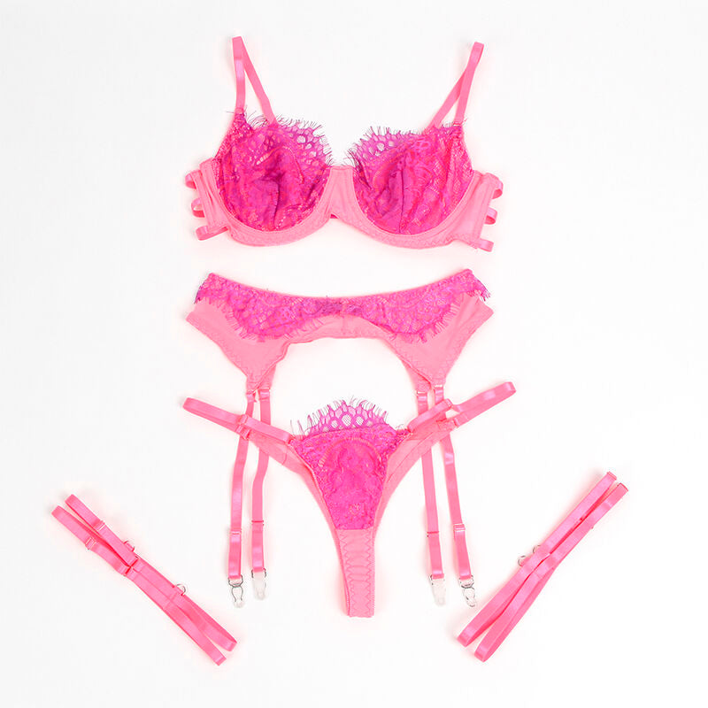 SUBBLIME - 955366 KANTEN BH EN KORRELSET ROZE EN PAARS L/XL