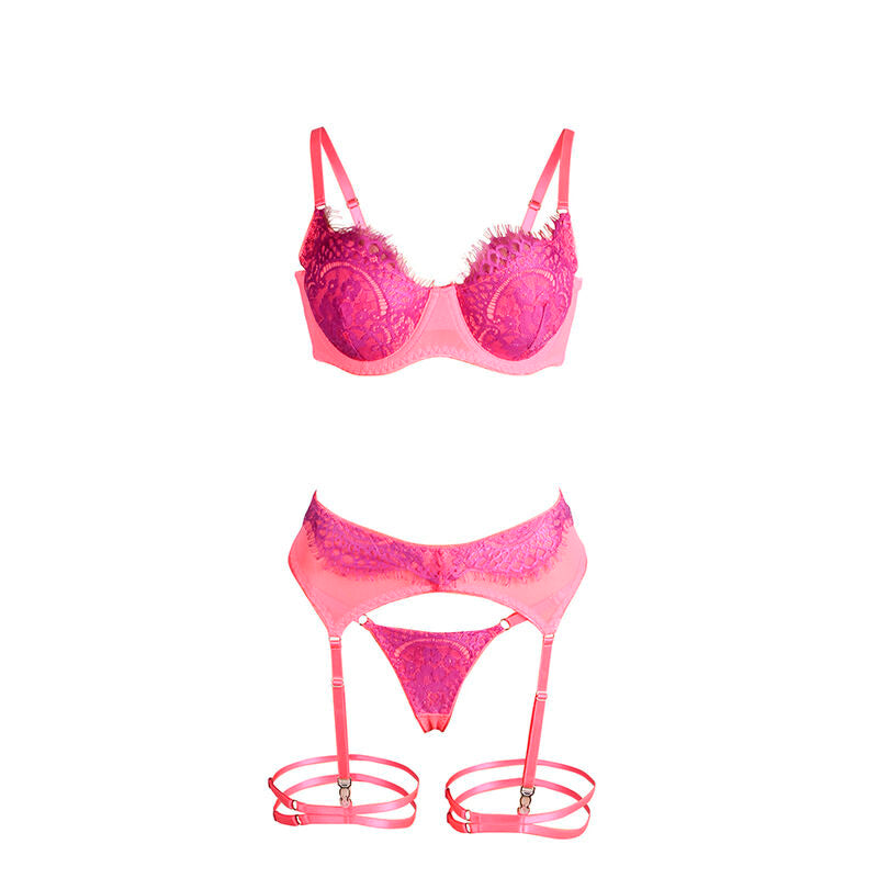SUBBLIME - 955366 KANTEN BH EN KORRELSET ROZE EN PAARS L/XL