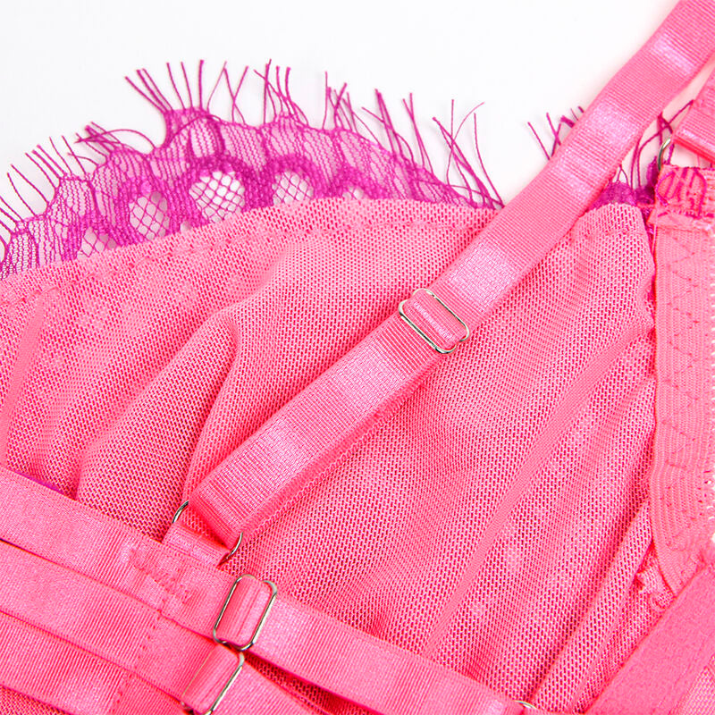 SUBBLIME - 955366 KANTEN BH EN KORRELSET ROZE EN PAARS L/XL