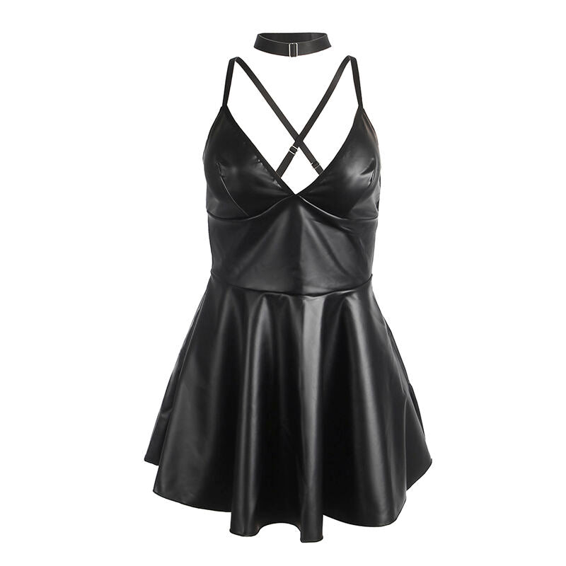SUBBLIME - 955380 ZWARTE LEDEREN BANDJES JURK L/XL