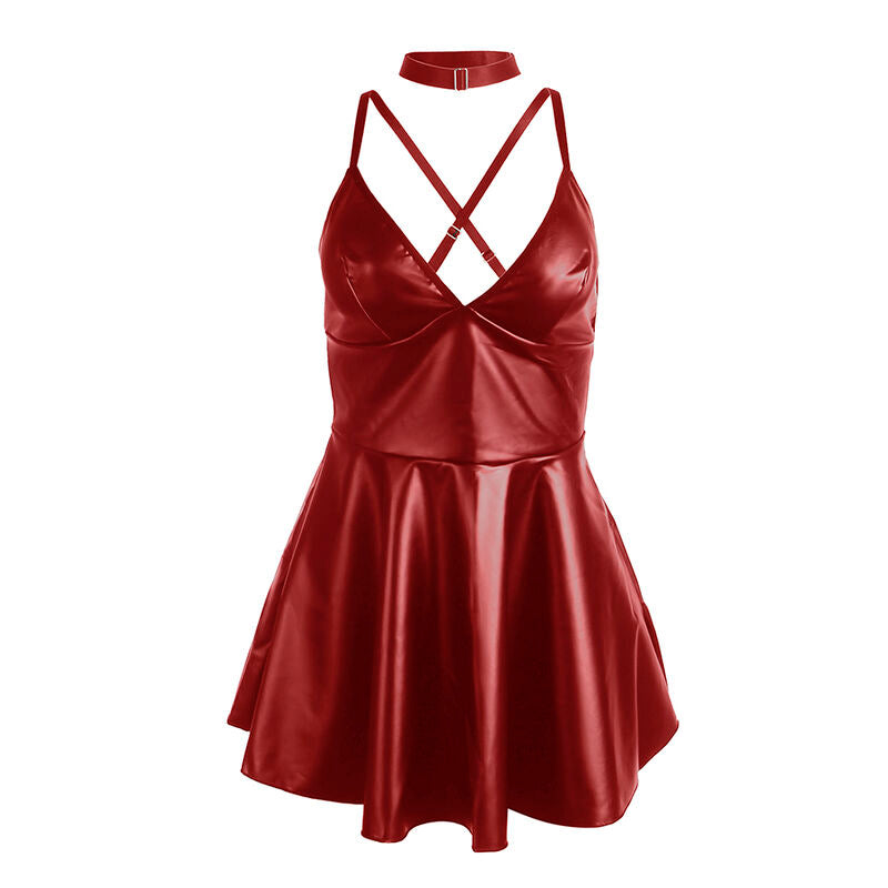 SUBBLIME - 955403 BORDEAUX LEREN BANDJES JURK L/XL
