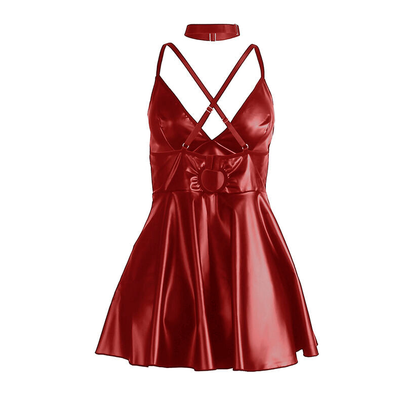 SUBBLIME - 955403 BORDEAUX LEREN BANDJES JURK L/XL