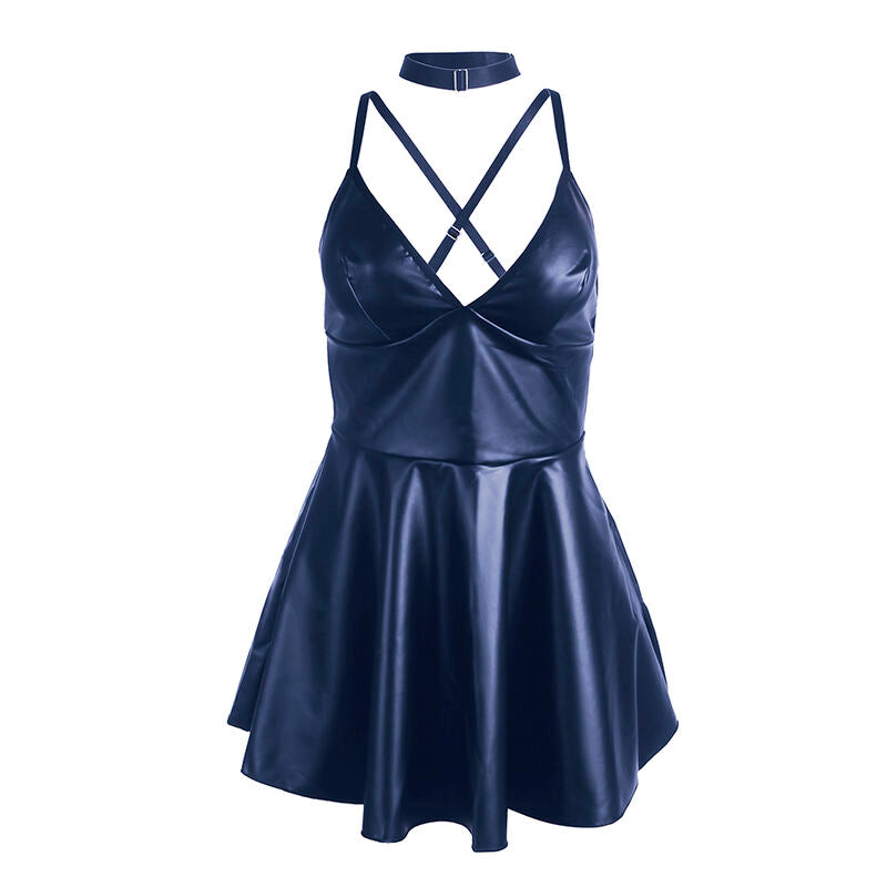 SUBBLIME - 955427 BLAUWE LEDEREN BANDJES JURK L/XL