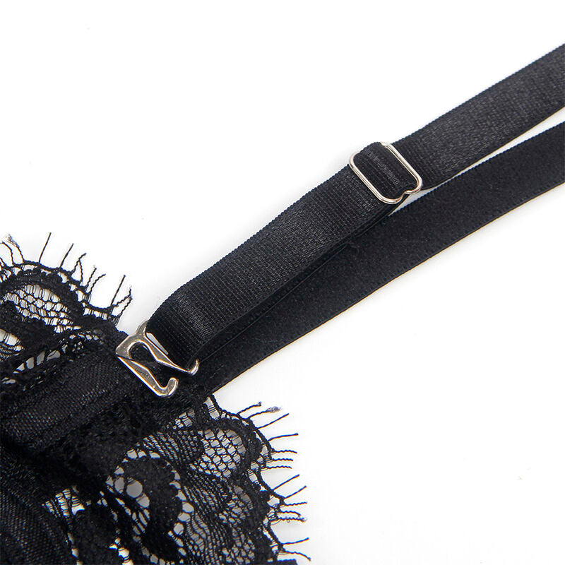 SUBBLIME - 955496 KANTEN BODYSUIT MET STRIKJES EN KOUSENBANDEN S/M ZWART S/M