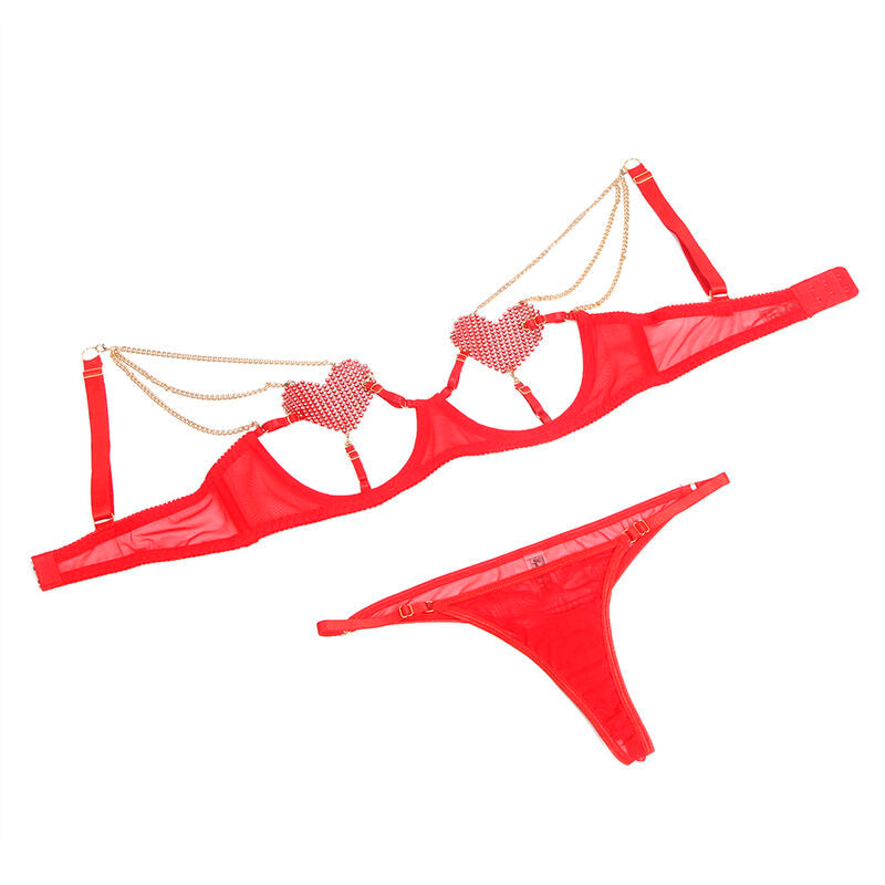 SUBBLIME - 955519 RODE MESH KETTING EN HART BH SET S/M