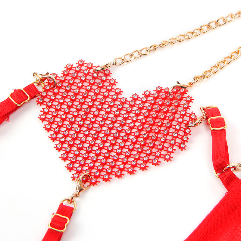 SUBBLIME - 955526 RODE MESH KETTING EN HART BH SET L/XL