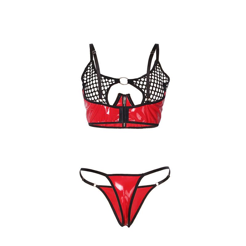 SUBBLIME - 955533 ROOD LAKLEDEREN MESH RITS BH SET S/M