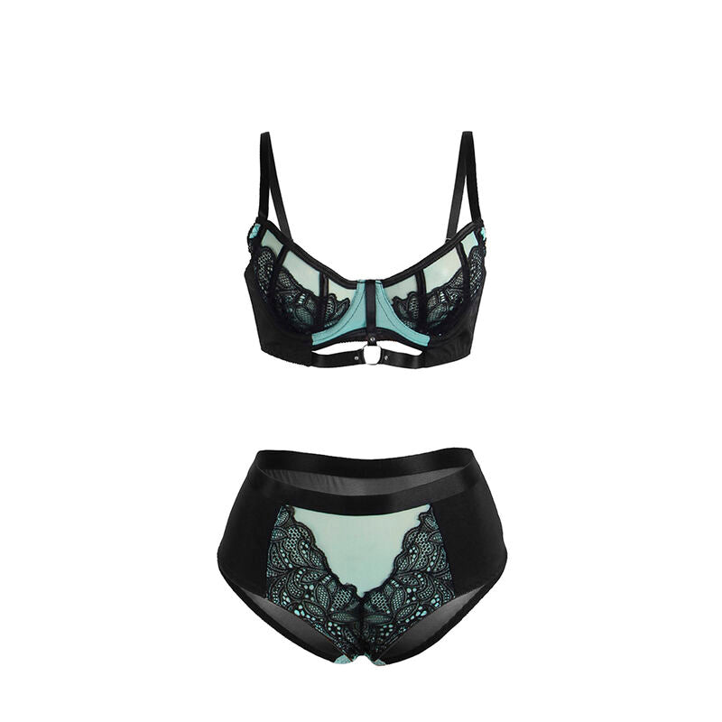 SUBBLIME - 955557 GROENE LAKLEDEREN MESH RITS BH SET S/M