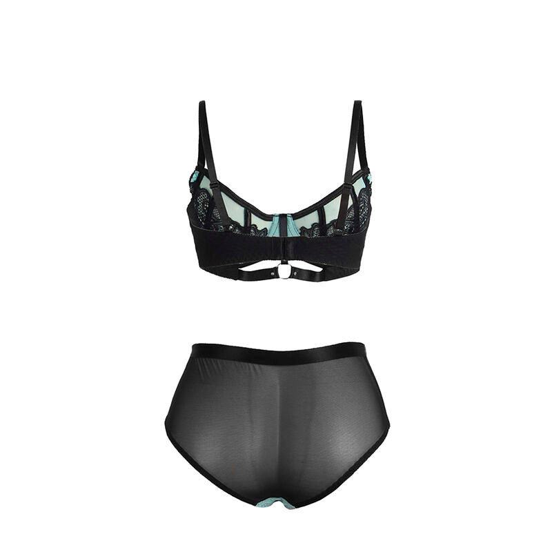 SUBBLIME - 955557 GROENE LAKLEDEREN MESH RITS BH SET S/M