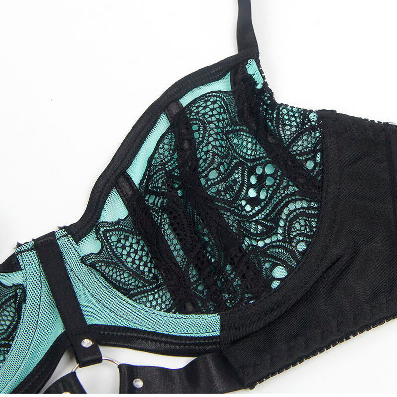 SUBBLIME - 955557 GROENE LAKLEDEREN MESH RITS BH SET S/M