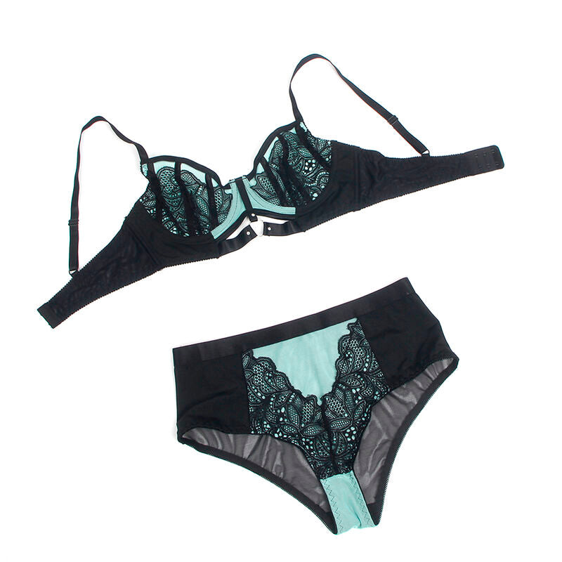 SUBBLIME - 955557 GROENE LAKLEDEREN MESH RITS BH SET S/M