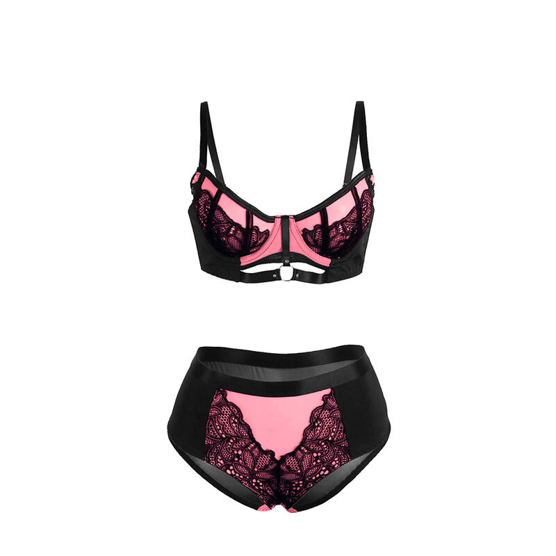 SUBBLIME - 955571 ROZE LAKLEDEREN MESH RITS BH SET S/M
