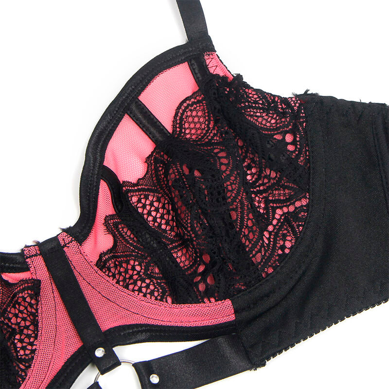 SUBBLIME - 955571 ROZE LAKLEDEREN MESH RITS BH SET S/M